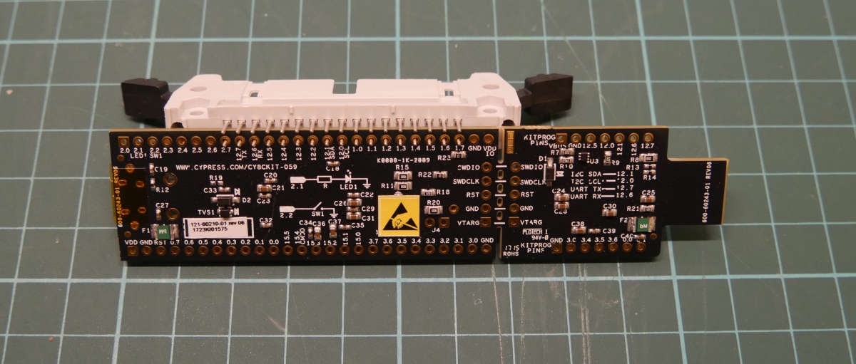 closeup of the board with connector attached